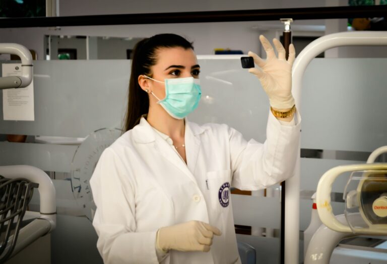 A nurse seeing a device