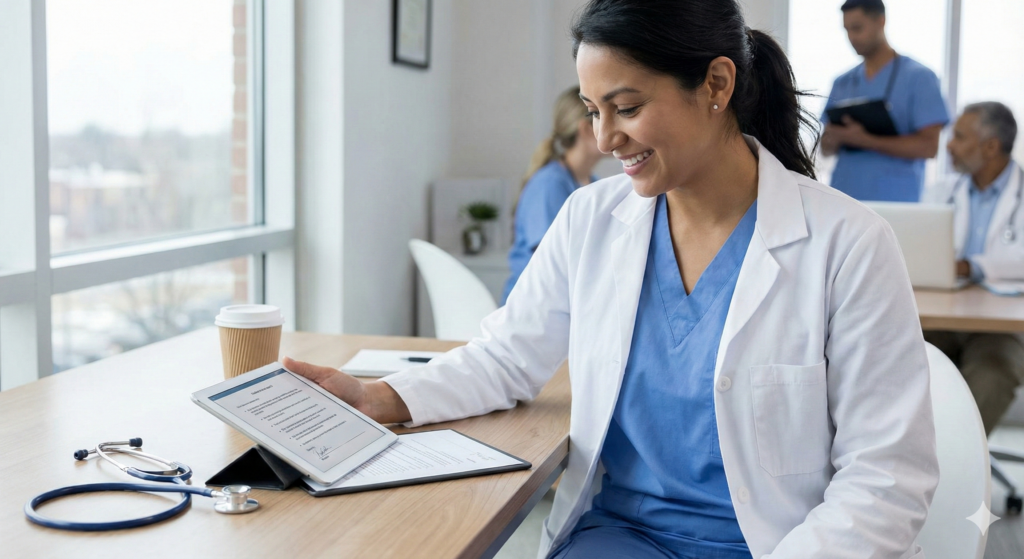Professional nurse recruitment team reviewing candidates for fast healthcare hiring